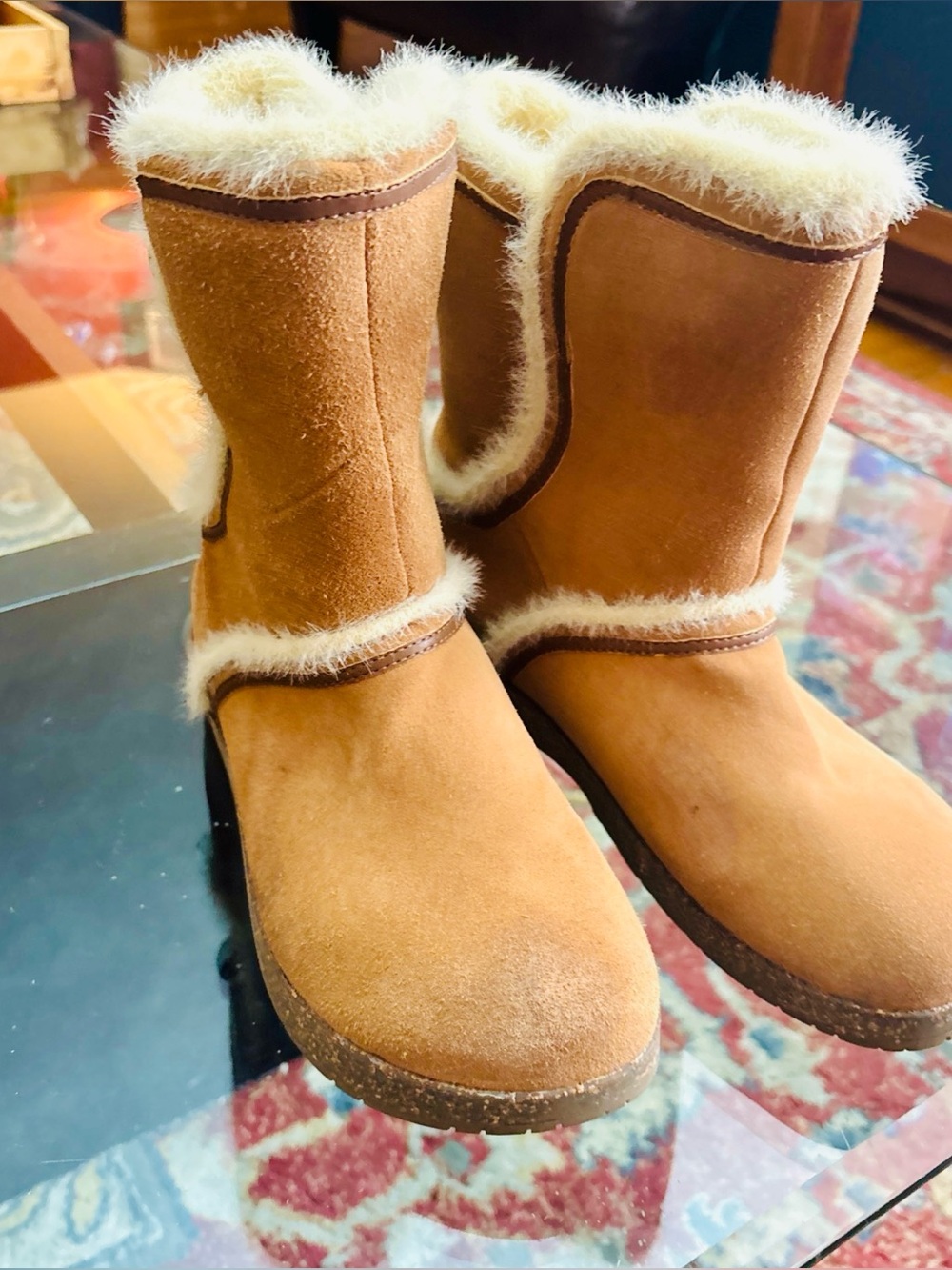 Earth Chestnut Suede Faux-Fur Lined Winter Boots